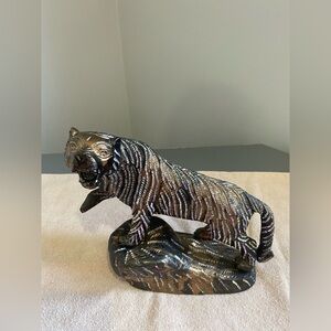 Vintage Decorative Brass Tiger Figurine in Metallic Bronze from india